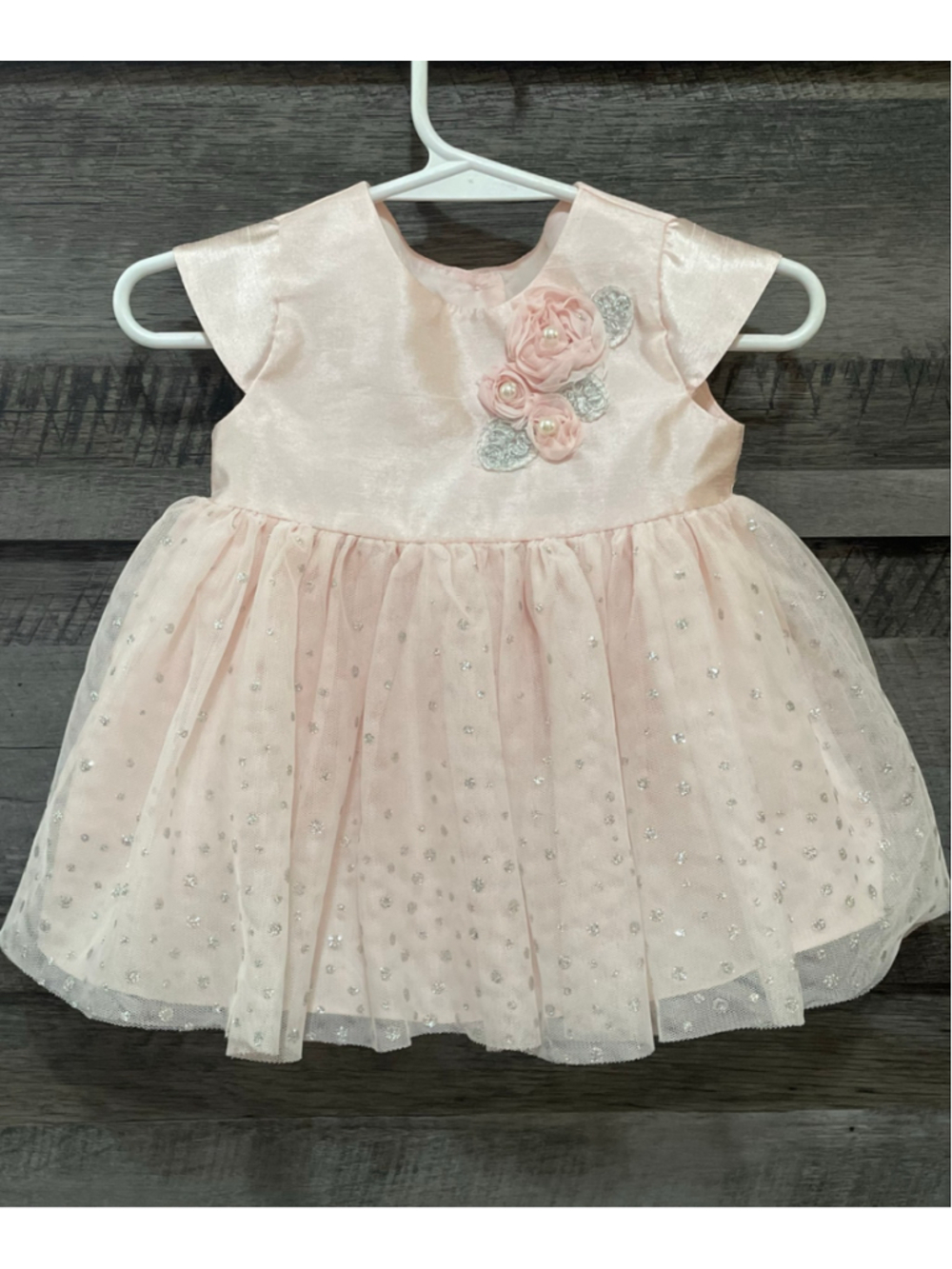 Marmellata 6-9 Months Pink Floral Tulle Sparkle Party Special Occasion Dress